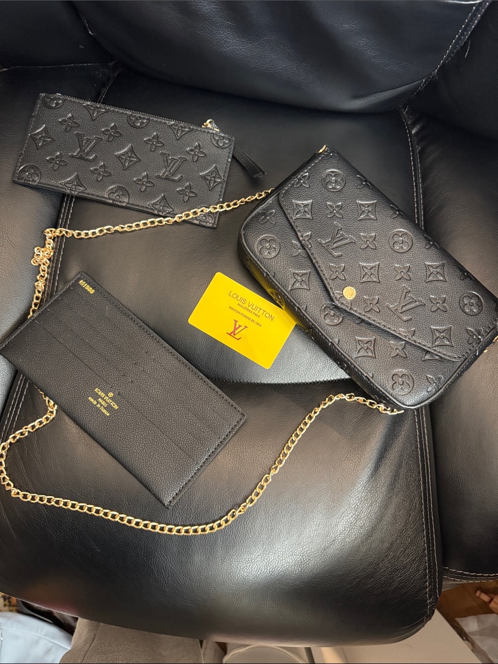 **INSPIRED**  Black Monogram Empreinte Chain Crossbody Wallet Set